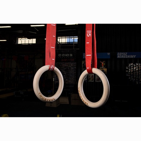 Купить Кольца гимнастические 32 мм красные стропы в Новотроицке 